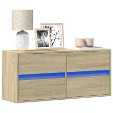   vidaXL sonoma tölgy színű fali TV-szekrény LED-ekkel 100x31x45 cm