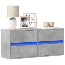   vidaXL betonszürke falra szerelhető TV-szekrény LED-del 100x31x45 cm