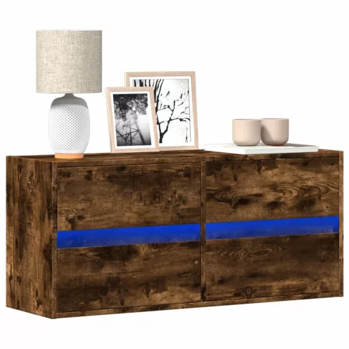 vidaXL füstös tölgy színű fali TV-szekrény LED-ekkel 100x31x45 cm