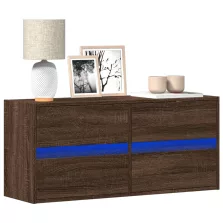   vidaXL barna tölgyszínű fali TV-szekrény LED-del 100x31x45 cm