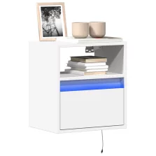   vidaXL fehér falra szerelhető TV-szekrény LED-lámpákkal 41x31x45 cm