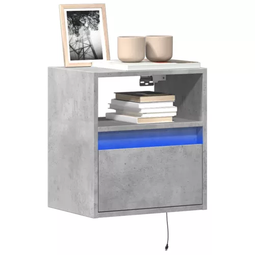 vidaXL 2 db betonszürke fali TV-szekrény LED-del 41 x 31 x 45 cm