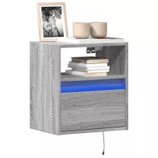   vidaXL 2 db szürke sonoma fali TV-szekrény LED-ekkel 41 x 31 x 45 cm