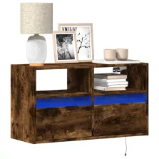   vidaXL füstös tölgy színű fali TV-szekrény LED-ekkel 80x31x45 cm