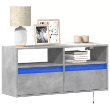   vidaXL betonszürke falra szerelhető TV-szekrény LED-del 100x31x45 cm