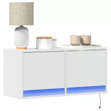   vidaXL fehér falra szerelhető TV-szekrény LED-lámpákkal 80x31x35 cm