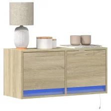   vidaXL sonoma tölgy színű fali TV-szekrény LED-ekkel 80x31x35 cm