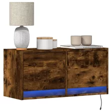   vidaXL füstös tölgy színű fali TV-szekrény LED-ekkel 80x31x35 cm