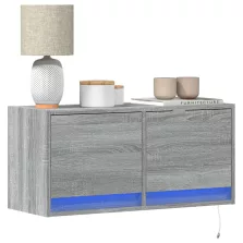   vidaXL szürke sonoma színű fali TV-szekrény LED-del 80x31x35 cm