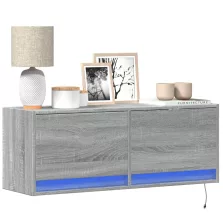   vidaXL szürke sonoma színű fali TV-szekrény LED-ekkel 100 x 31 x 35 cm