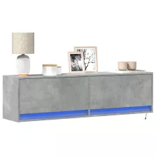   vidaXL betonszürke falra szerelhető TV-szekrény LED-del 140x31x38 cm