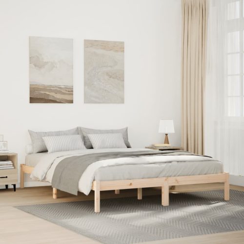 vidaXL tömör fenyőfa extra hosszú ágykeret matrac nélkül 140 x 220 cm