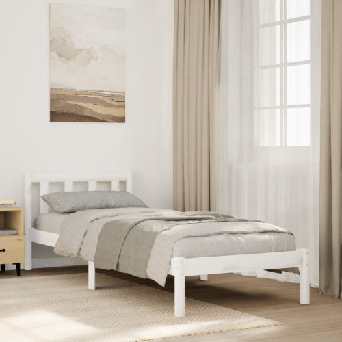 vidaXL fehér tömör fenyő extra hosszú ágykeret matrac nélkül 90x220 cm