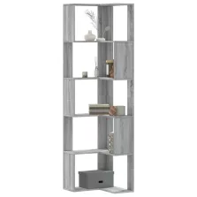   vidaXL 5 szintes szürke szerelt fa sarok könyvespolc 50 x 50 x 179 cm