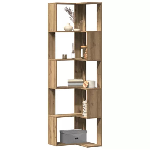 vidaXL 5 szintes szerelt fa sarok könyvespolc 50 x 50 x 179cm