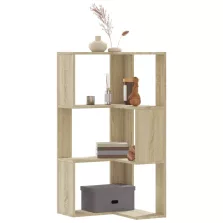   vidaXL 3 szintes sonoma tölgy szerelt fa sarok könyvespolc 50x50x102cm