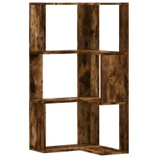   vidaXL 3 szintes füstös tölgy szerelt fa sarok könyvespolc 50x50x102cm