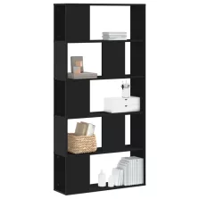   vidaXL 5 szintes fekete szerelt fa könyvespolc 80,5 x 23,5 x 162,5 cm