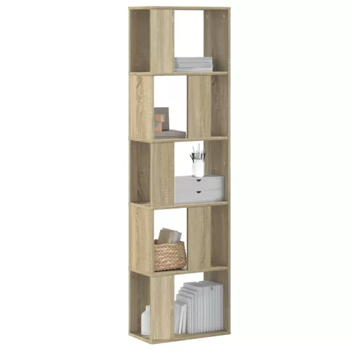 vidaXL 5 szintes sonoma tölgy szerelt fa könyvespolc 45x23,5x162,5 cm