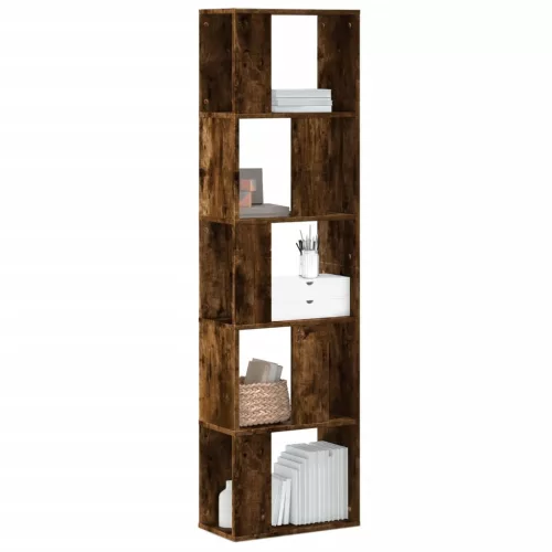 vidaXL 5 szintes füstös tölgy szerelt fa könyvespolc 45x23,5x162,5 cm