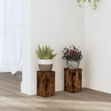   vidaXL 2 db füstös tölgy szerelt fa növénytartó állvány 10 x 10 x 18cm