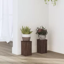   vidaXL 2 db barna tölgy szerelt fa növénytartó állvány 10 x 10 x 18 cm