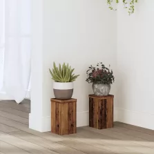   vidaXL 2 db antik fa színű szerelt fa növénytartó állvány 10x10x18 cm
