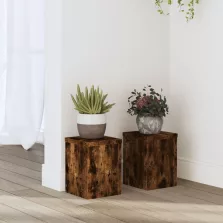  vidaXL 2 db füstös tölgy szerelt fa növénytartó állvány 15 x 15 x 20cm