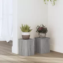   vidaXL 2 db szürke sonoma szerelt fa növénytartó állvány 15x15x20 cm