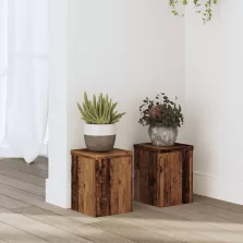   vidaXL 2 db antik fa színű szerelt fa növénytartó állvány 15x15x20 cm