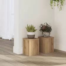   vidaXL 2 db kézműves tölgy szerelt fa növénytartó állvány 15x15x20 cm