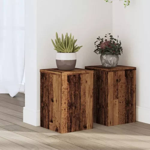 vidaXL 2 db antik fa színű szerelt fa növénytartó állvány 20x20x30 cm