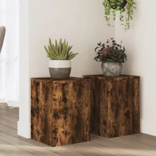   vidaXL 2 db füstös tölgy szerelt fa növénytartó állvány 25 x 25 x 35cm