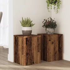   vidaXL 2 db antik fa színű szerelt fa növénytartó állvány 25x25x35 cm