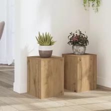   vidaXL 2 db kézműves tölgy szerelt fa növénytartó állvány 25x25x35 cm