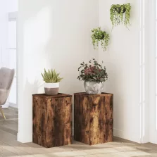   vidaXL 2 db füstös tölgy szerelt fa növénytartó állvány 30x30x50 cm