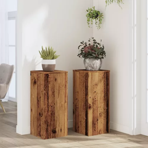 vidaXL 2 db antik fa színű szerelt fa növénytartó állvány 30x30x70 cm