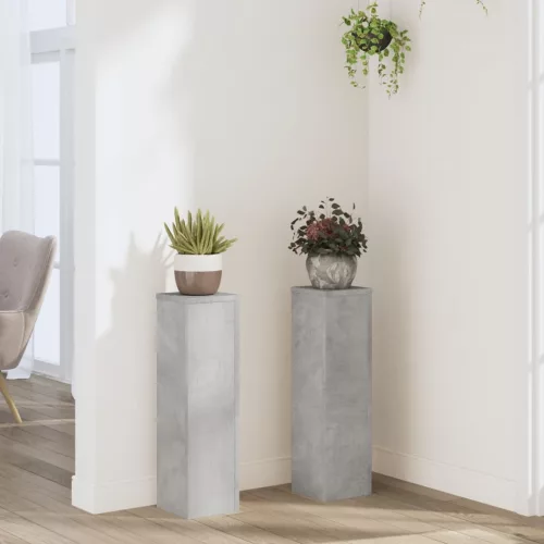 vidaXL 2 db betonszürke szerelt fa növénytartó állvány 17 x 17 x 60 cm