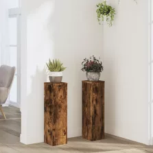  vidaXL 2 db füstös tölgy szerelt fa növénytartó állvány 17 x 17 x 60cm
