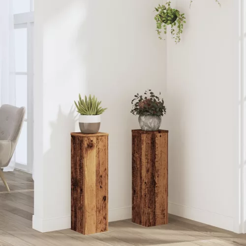 vidaXL 2 db antik fa színű szerelt fa növénytartó állvány 17x17x60 cm