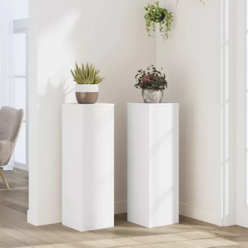 vidaXL 2 db fehér szerelt fa növénytartó állvány 25 x 25 x 80 cm