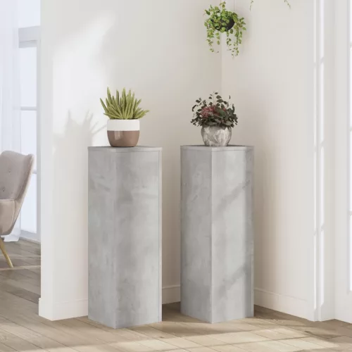 vidaXL 2 db betonszürke szerelt fa növénytartó állvány 25 x 25 x 80 cm