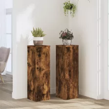   vidaXL 2 db füstös tölgy szerelt fa növénytartó állvány 25 x 25 x 80cm