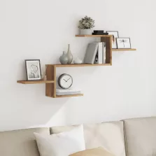   vidaXL kézműves tölgy színű szerelt fa fali polc 104 x 15 x 49 cm