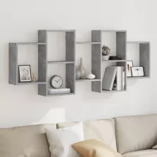 vidaXL betonszürke szerelt fa fali polc 159 x 18 x 65 cm