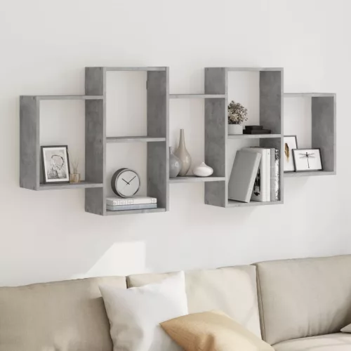 vidaXL betonszürke szerelt fa fali polc 159 x 18 x 65 cm