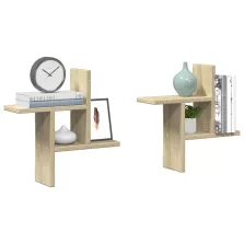   vidaXL 2 db sonoma tölgy színű szerelt fa fali polc 38 x 12 x 38 cm