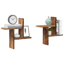   vidaXL 2 db antik fa színű szerelt fa fali polc 38 x 12 x 38 cm