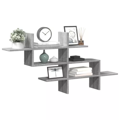 vidaXL szürke sonoma színű szerelt fa fali polc 124,5 x 18 x 60,5 cm