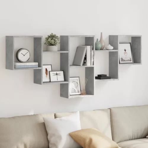 vidaXL betonszürke szerelt fa fali polc 159 x 18 x 66 cm